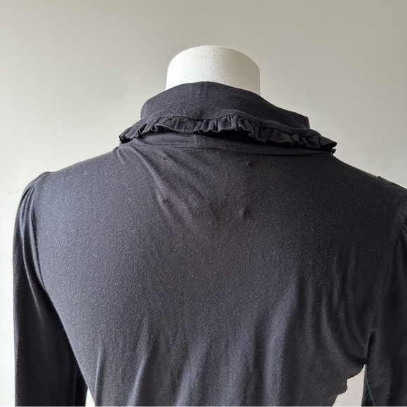Deletta Black Ruffle Long Sleeve Lightweight Shirt Size Small - Picture 7 of 9